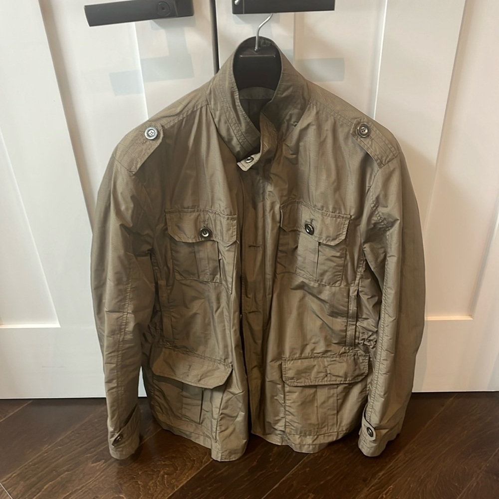 Milestone Tan Plaid field coat. Size Large